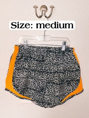 Nike Black & Orange Animal-Print Athletic Shorts